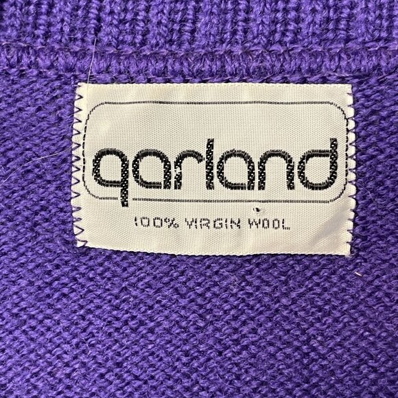 Vintage Womens Preppy Twee Granny Sweater Vest Medium Purple Ivy League Bright - Picture 10 of 10